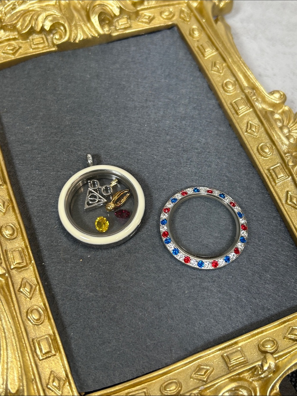 Bundle of Origami Owl Floating Locket with Harry Potter Charms & Extra face plat